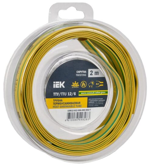 Трубка термоусадочная ТТУ нг-LS 12/6 желт./зел