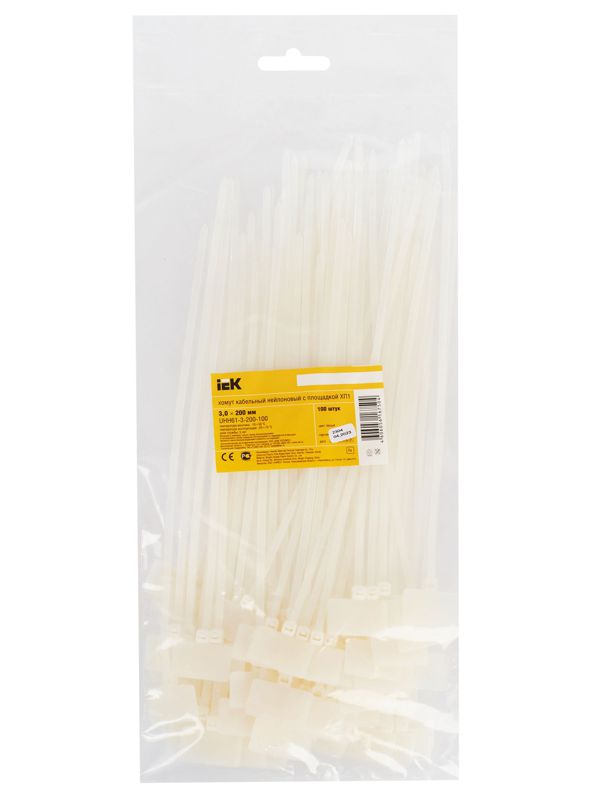 Хомут кабельный ХП1 3х200 бел. с таб. 25х15 — изображение 2