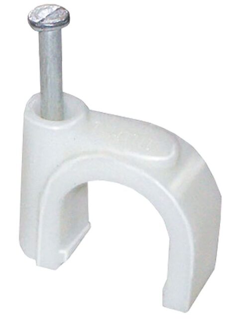 Скоба крепежная круглая с гвоздем d9мм пластик