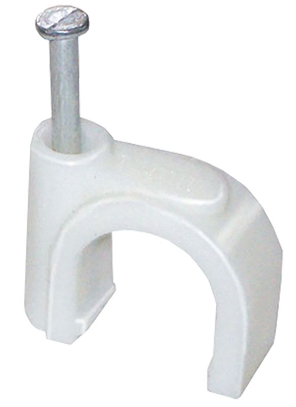 Скоба крепежная круглая с гвоздем d10мм пластик