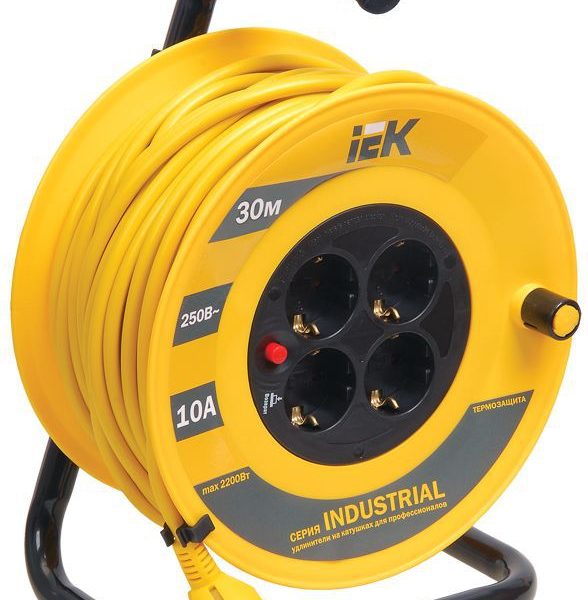 Удлинитель на катушке 4х30м с заземл. 10А IP20 Industrial УК30 3х1 термозащита