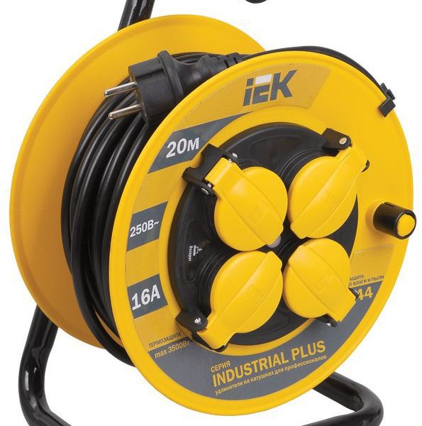 Удлинитель на катушке 4х20м с заземл. 16А IP44 Industrial plus УК20 3х1.5 термозащита