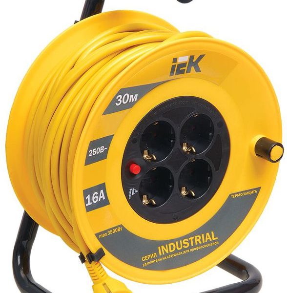 Удлинитель на катушке 4х30м с заземл. 16А IP20 Industrial УК30 3х1.5 термозащита
