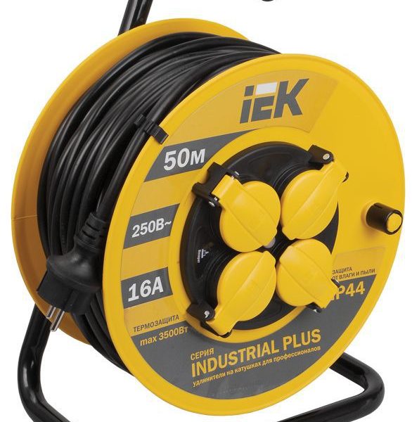 Удлинитель на катушке 4х50м с заземл. 16А IP44 Industrial plus УК50 3х1.5 термозащита