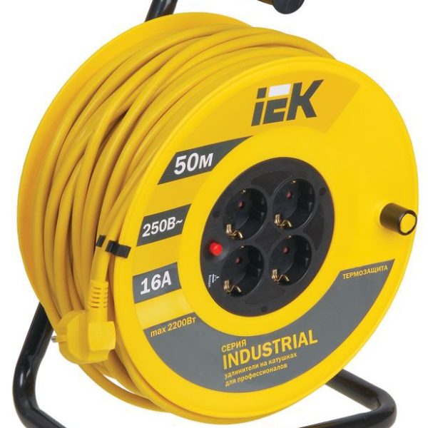 Удлинитель на катушке 4х50м с заземл. 16А IP20 Industrial УК50 3х1.5 термозащита