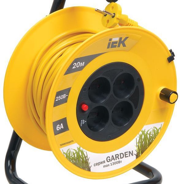Удлинитель на катушке 4х20м без заземл. 6А IP20 Garden УК20 2х0.75 термозащита