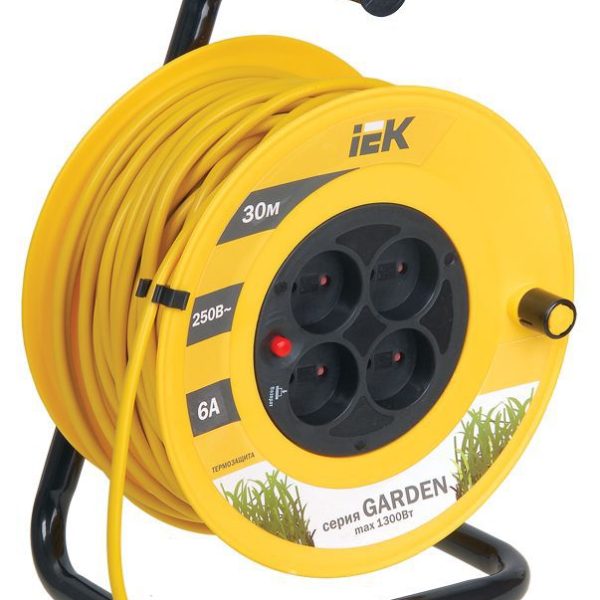 Удлинитель на катушке 4х30м без заземл. 6А IP20 Garden УК30 2х0.75 термозащита