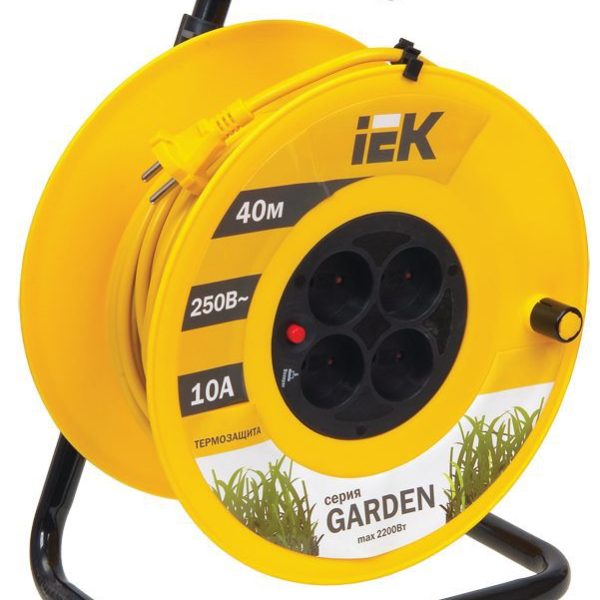Удлинитель на катушке 4х40м без заземл. 10А IP20 Garden УК40 2х1 термозащита