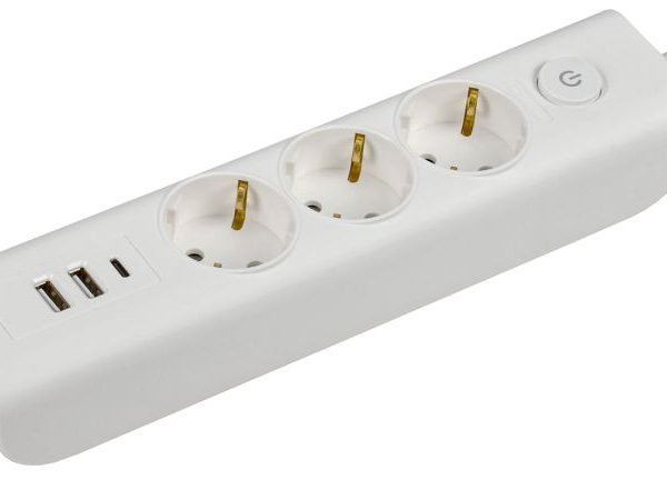 Удлинитель 3х2м с заземл. 16А 250В MODERN У03В с выкл. USBх3 ПВС 3х1 бел