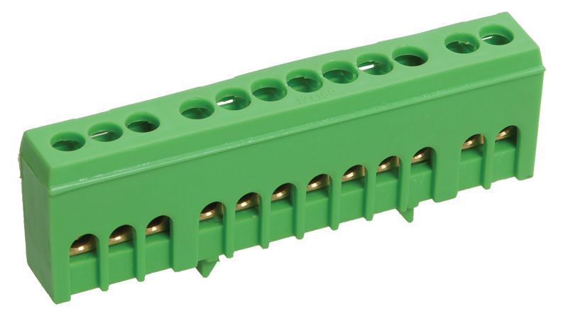 Шина PE "земля" в корп. изол. на DIN-рейку ШНИ-6х9-12-К-З