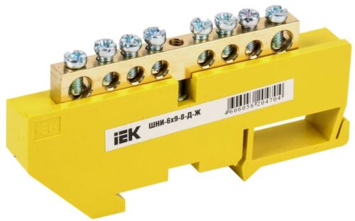 Шина PE "земля" на DIN-изол. ШНИ-6х9-8-Д-Ж